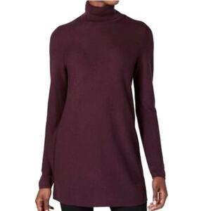 Eileen Fisher Mock Neck Turtleneck Long Sleeve Merino Wool Tunic Sweater Size M